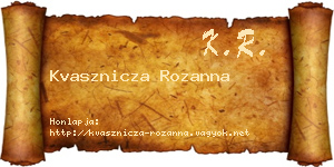 Kvasznicza Rozanna névjegykártya